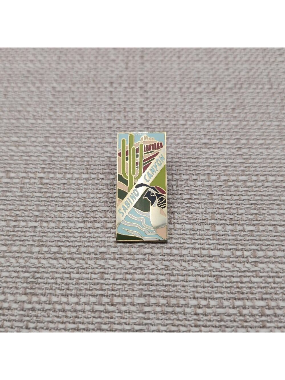Vintage Sabino Canyon Arizona Saguaro Cactus Enamel Lapel Pin A8083